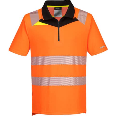 Portwest DX4 Hi Vis Short Sleeved Polo Shirt — Orange/Black
