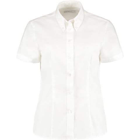 Kustom Kit Ladies Corporate Short Sleeve Oxford Blouse — White