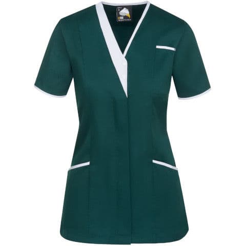 Orn Tonia V-Neck Tunic — Bottle Green/White