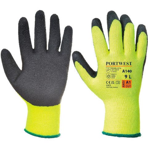 Portwest Thermal Grip Glove - Latex — Black/Green