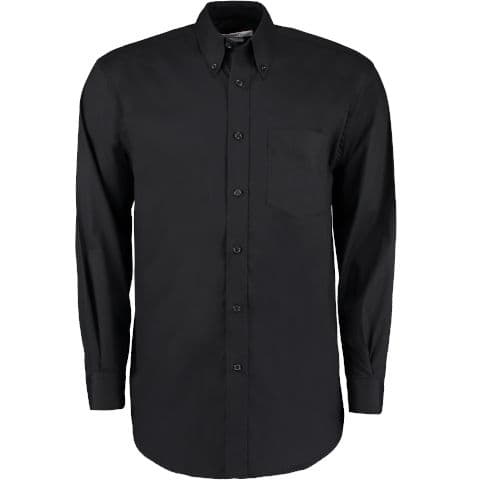Kustom Kit Men's Long Sleeve Corporate Oxford Shirt — Black