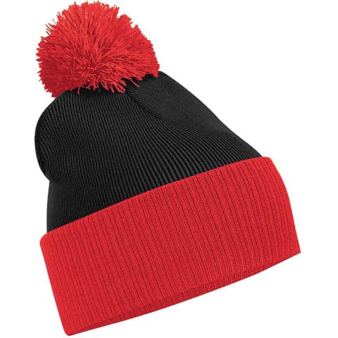 Beechfield Snowstar Two Tone Beanie — Black/Bright Red