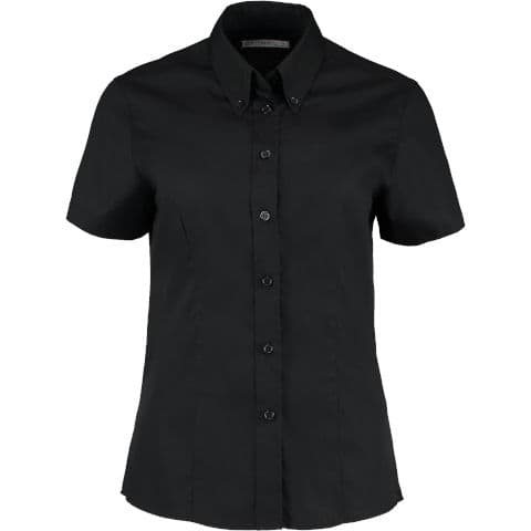 Kustom Kit Ladies Corporate Short Sleeve Oxford Blouse — Black