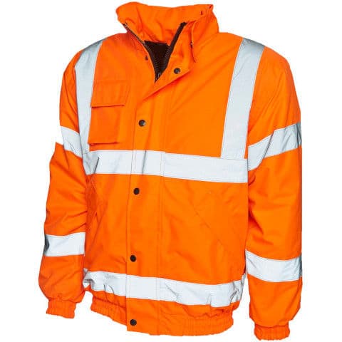Uneek Hi Vis Bomber Jacket — Flourescent Orange