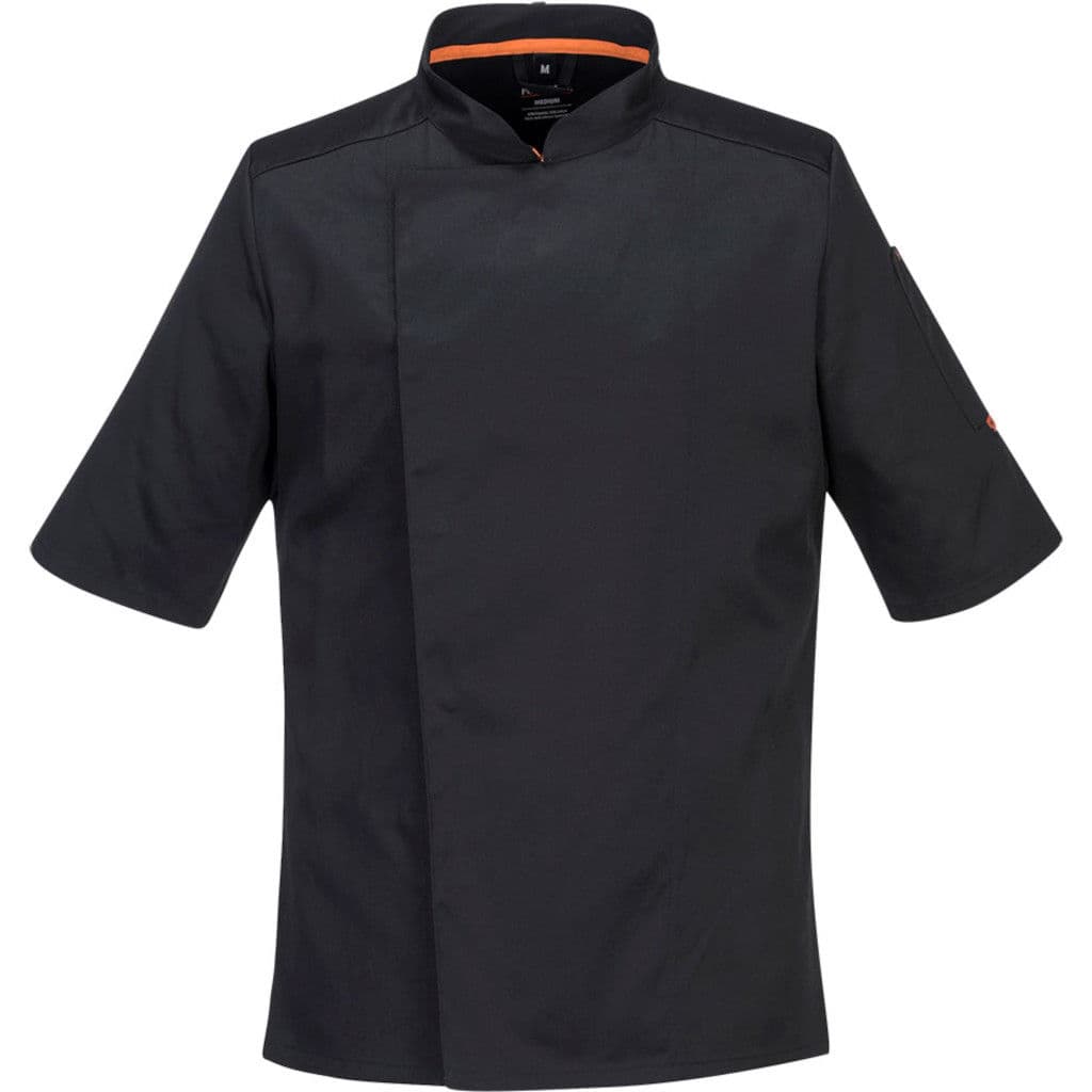 Portwest Chef's Mesh Air Pro Short Sleeve Jacket — Black
