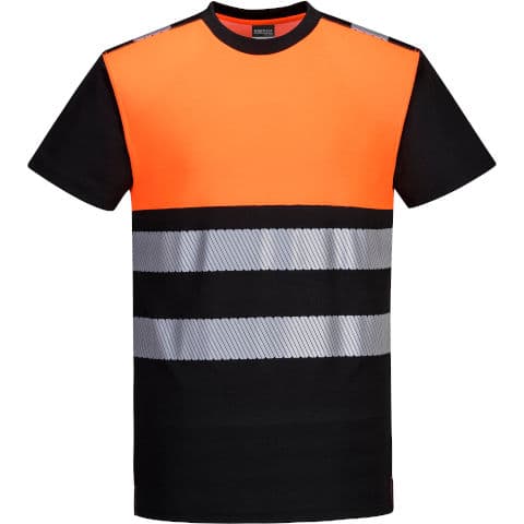 Portwest PW3 Hi Vis Class 1 T-Shirt — Black/Orange
