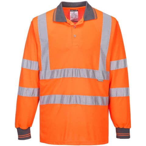 Portwest Hi-Vis Polo Shirt Long Sleeve — Orange