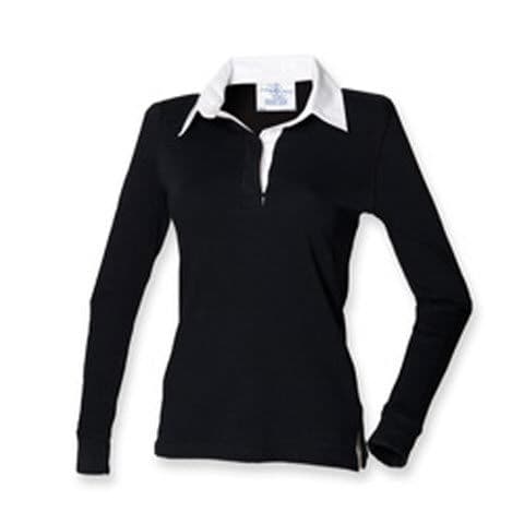 Front Row Ladies Classic Rugby Shirt — Black/White