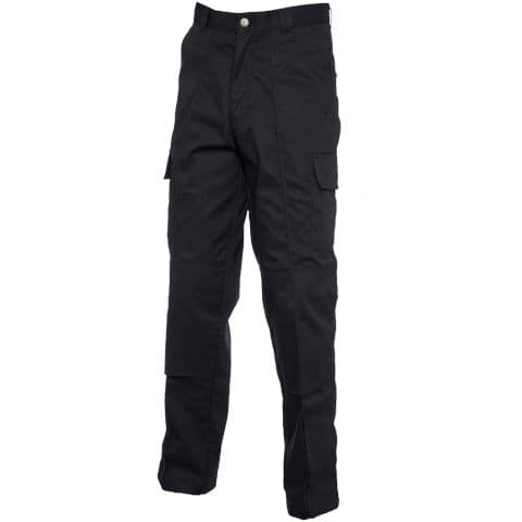 Uneek Cargo Trousers With Knee Pad Pockets — Black