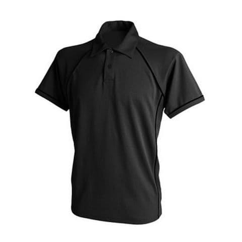 Finden & Hales Performance Piped Polo Shirt — Black
