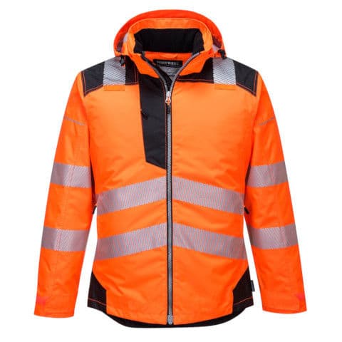 Portwest Hi Vis PW3 Winter Jacket — Orange/Black